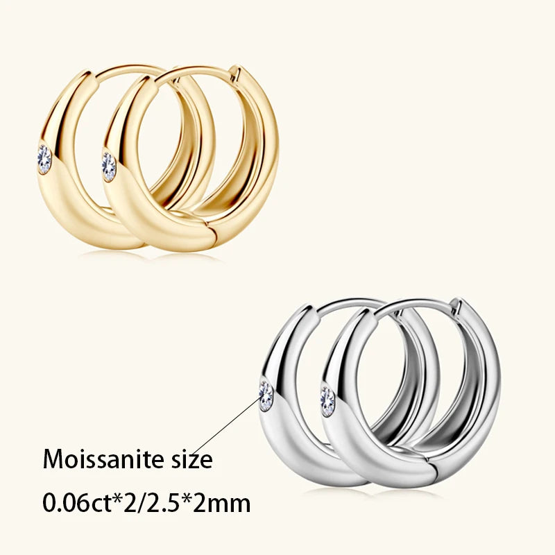 S925 Silver 0.06 Carat Moissanite Retro Earrings | Punk Light Luxury Jewelry for Women & Men Brooke