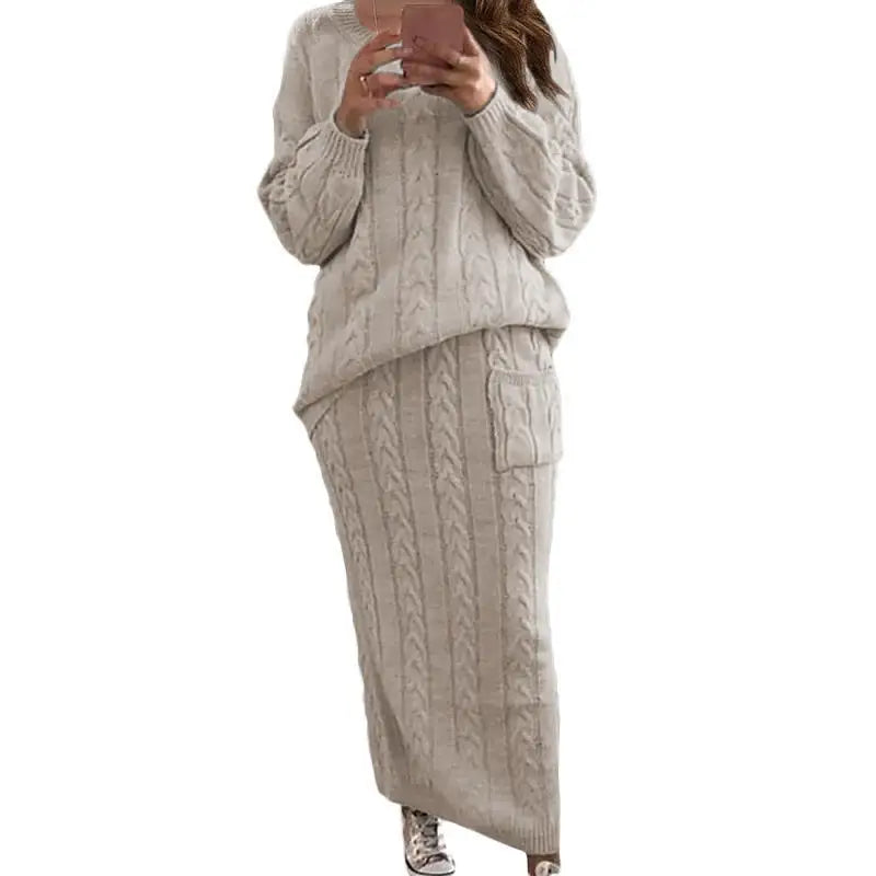 Women's Multi-Color Turtleneck Sweater Set - Drop Shoulder Knitwear for Comfortable Fall Fashion Lavinia