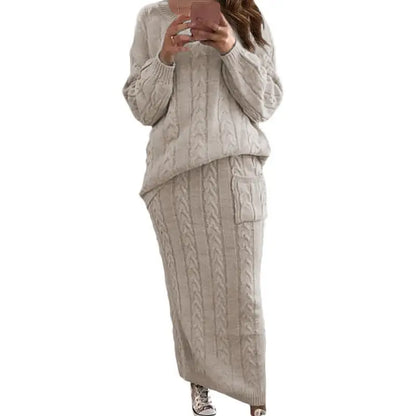 Women's Multi-Color Turtleneck Sweater Set - Drop Shoulder Knitwear for Comfortable Fall Fashion Lavinia