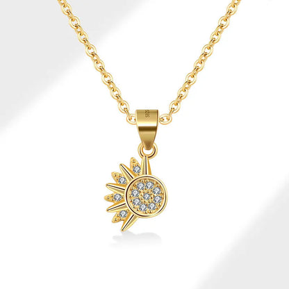 Sterling Silver Sun and Moon Couple Necklace – Custom Fine Pendant for Anniversary Gift Set Kelsa