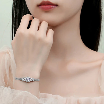 S925 Silver Moissanite Bracelet – French Gentle Style, Versatile Fashion Accessory Freya