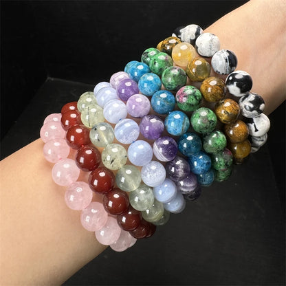 10MM Rose Quartz Healing Crystal Gemstone Beaded Stretch Bracelet – Energy, Love & Perfect Gift