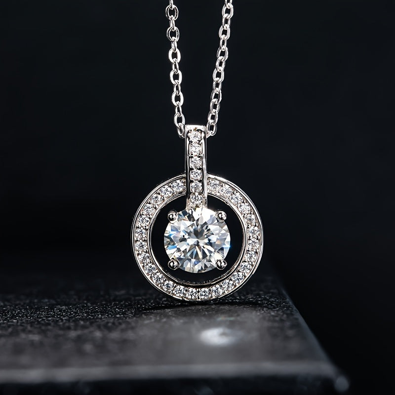 Round Cut Moissanite Necklace – 925 Sterling Silver Beating Heart Pendant, Luxury Fashion Jewelry for Women Lily