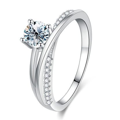925 Sterling Silver Luxury X-Shape Moissanite Ring – Full Eternity Solitaire Wedding Jewelry for Women