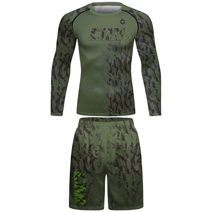Cody Lundin Men’s MMA Training Set – Jiu Jitsu Rashguard T‑Shirt & Pants with Muay Thai Shorts