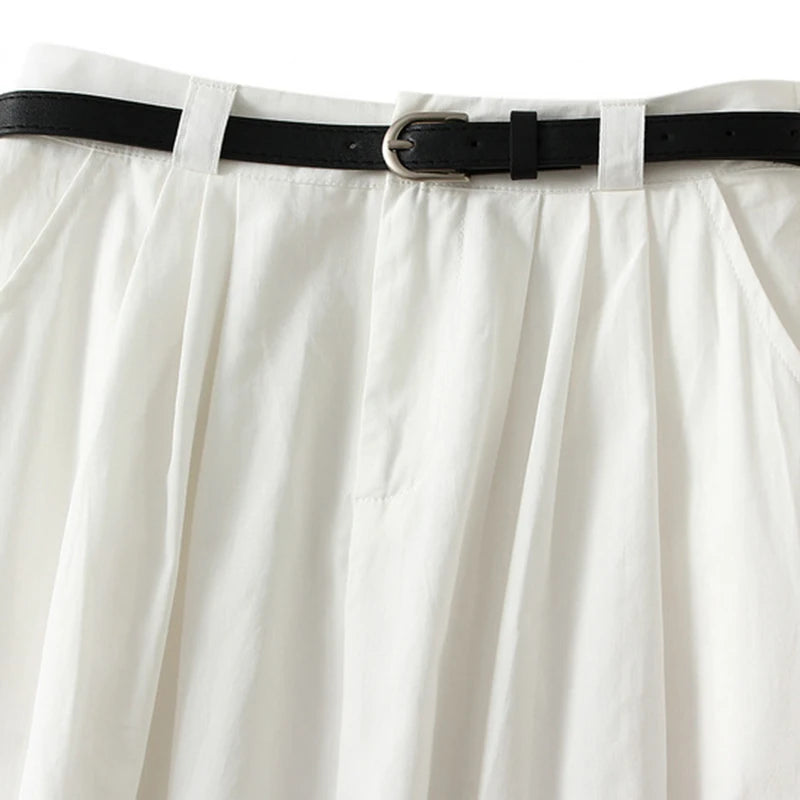 Women's Cargo Skirt with Belt | Vintage High-Waist A-Line Midi Skirt for Spring & Summer Cristy
