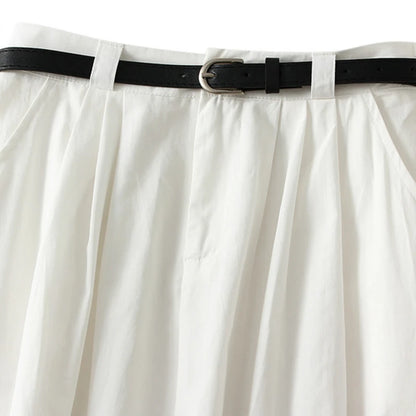 Women's Cargo Skirt with Belt | Vintage High-Waist A-Line Midi Skirt for Spring & Summer Cristy