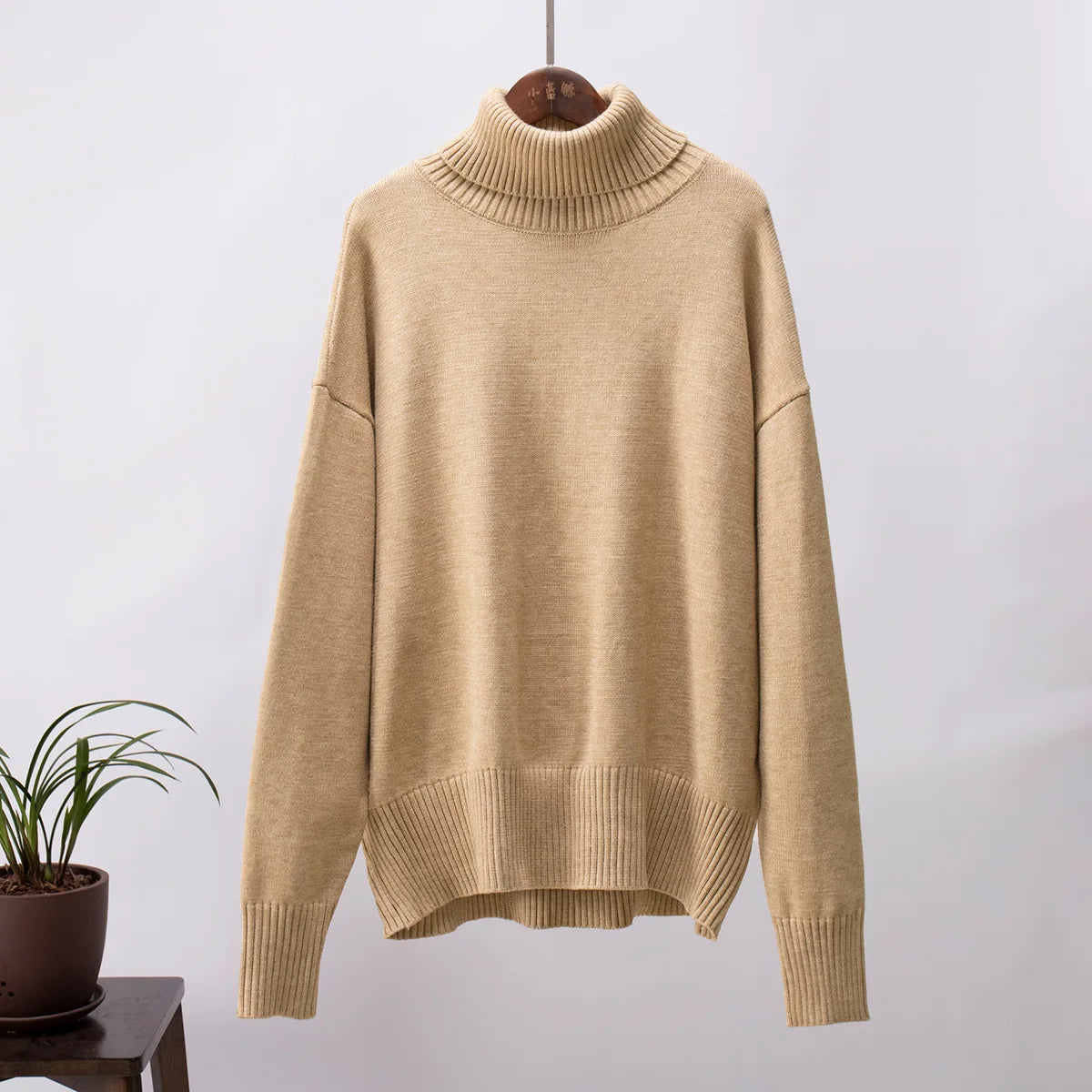 Women's Warm Wool Turtleneck Sweater - Cozy High Neck Knitwear Jumper for Casual Daily Wear Cecily