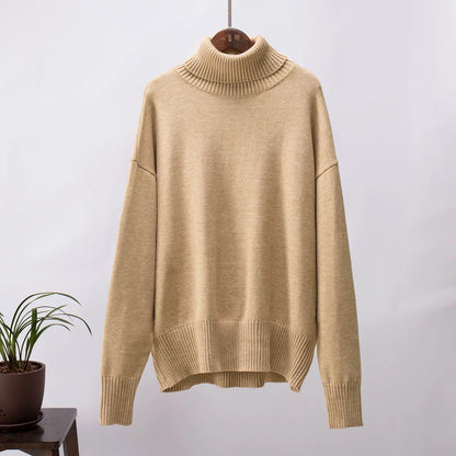 Women's Warm Wool Turtleneck Sweater - Cozy High Neck Knitwear Jumper for Casual Daily Wear Cecily