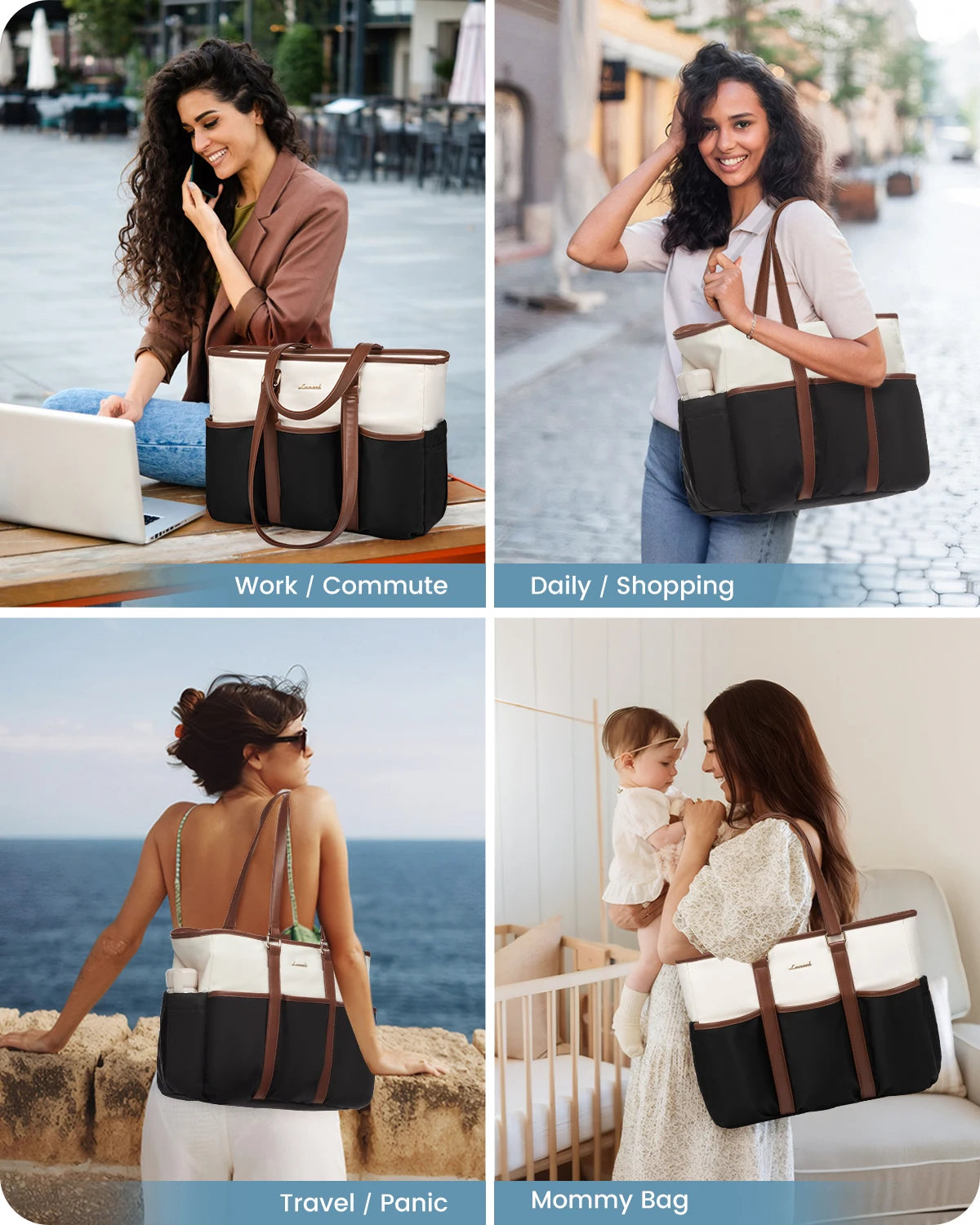 LOVEVOOK Work Tote Laptop Bag - Multi-Pocket Utility Bag for Teachers, Nurses, Travel & Daily Use Vina