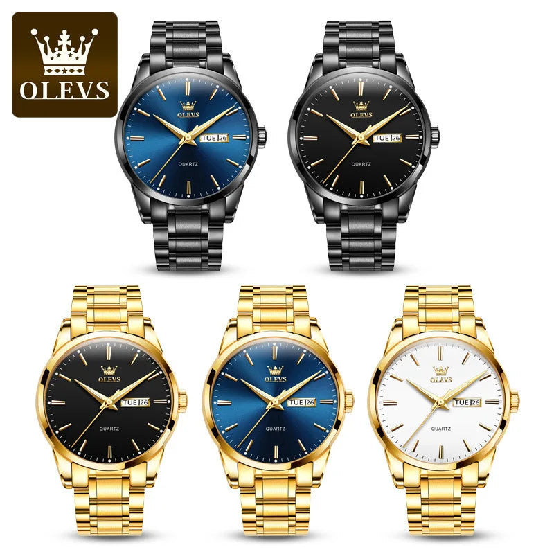 OLEVS 6898 Quartz Wristwatch: Hot-Selling Affordable Steel Strap Watch for Men | Waterproof, Week Display, Business Style