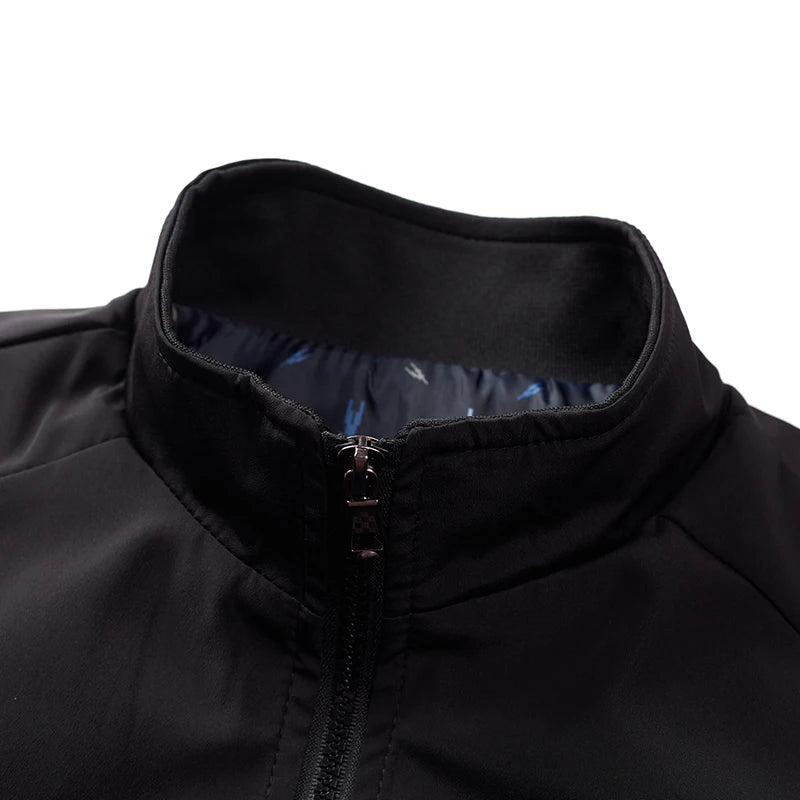 Men's Solid Color Stand Collar Jacket - Business Casual Autumn Outerwear Jace