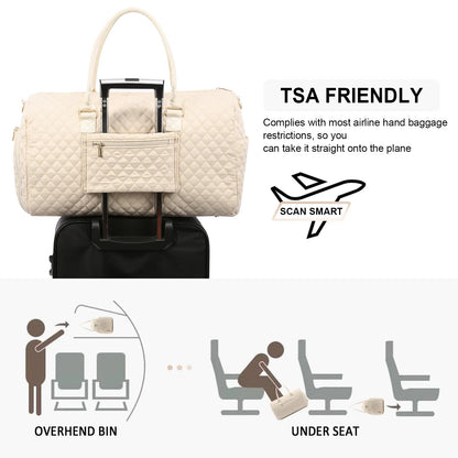 LOVEVOOK 2022 Luxury Quilted Weekender Duffel Bag - Custom Canvas Travel Bag for Men & Women Glazy