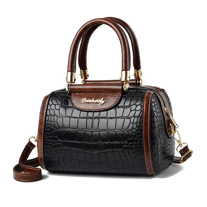Women’s Handbags – Large Capacity Barrel-Style Boston Bag, Stone Pattern Messenger and Shoulder Bag Anna