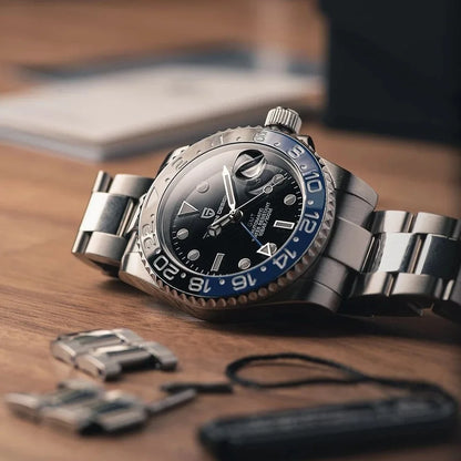 PAGANI DESIGN PD‑1662 Men’s GMT Automatic Mechanical Watch | Sapphire Glass, Stainless Steel, 100M Waterproof Luxury Timepiece