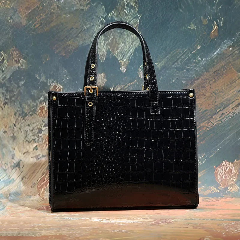 Women's Square Tote Handbag with Fashionable Floral Print, Adjustable Handle, and Zipper Closure Caterina