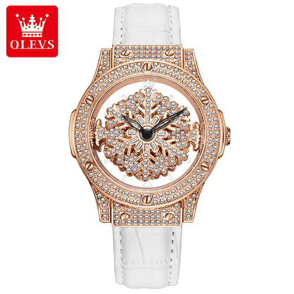 OLEVS 9938 Women’s Luxury Watch 2024 – Diamond Snowflake Dial, Fashion Elegant Design, Waterproof Ladies Wristwatch, Reloj Mujer