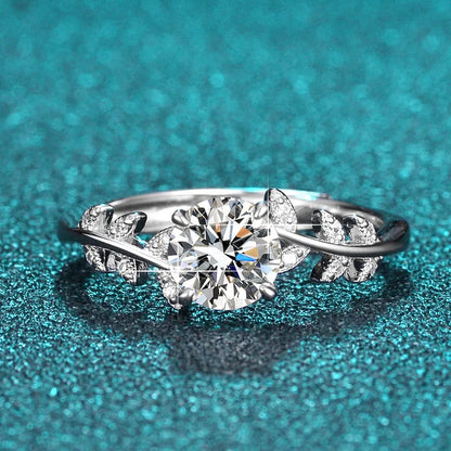 S925 Sterling Silver Laurel Ring | 1 Karat Moissanite | Adjustable Wedding Jewelry for Women