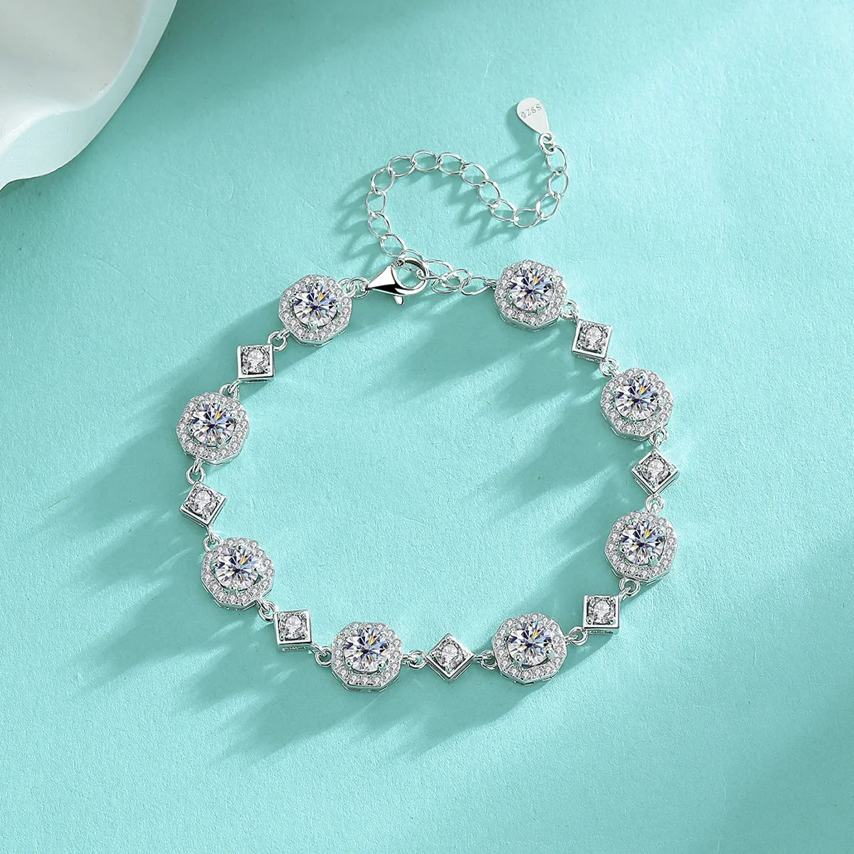 4CT Round Cut Moissanite Bracelet – 925 Sterling Silver Chain, Rhodium-Plated Jewelry for Women & Girls, Perfect Anniversary Gift Irina