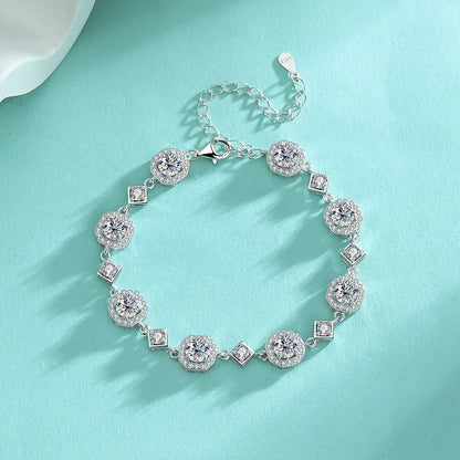 4CT Round Cut Moissanite Bracelet – 925 Sterling Silver Chain, Rhodium-Plated Jewelry for Women & Girls, Perfect Anniversary Gift Irina