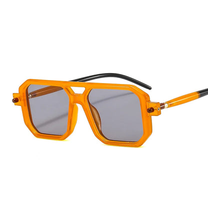 Vintage Square 70s Sunglasses for Women & Men | Retro Flat Top Rectangle Shades with Double Bridge Nesta