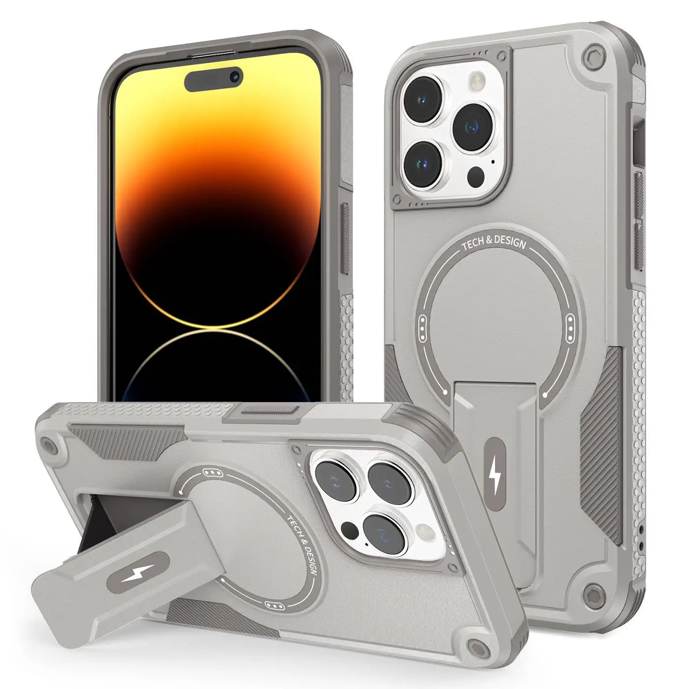 Magnetic Phone Holder Case for Apple iPhone 16/15/14/13/12 Plus/Pro/Max – Shockproof Cover with Charger Support