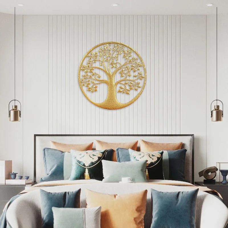 Modern Simple Wealth Tree Wall Art – Iron Pendant Decoration for Living Room, Bedroom, and Porch Background