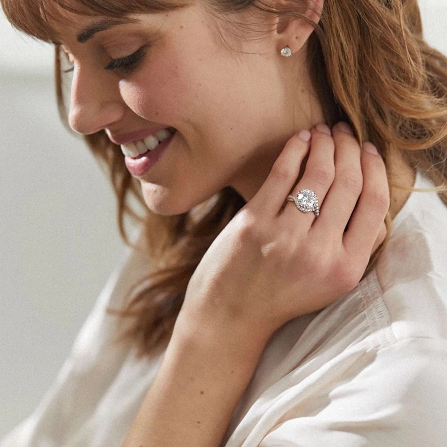 Luxury Bridal Moissanite Diamond Ring - 2.0ct & 1.0ct White Gold-Plated 925 Sterling Silver Engagement Promise Ring