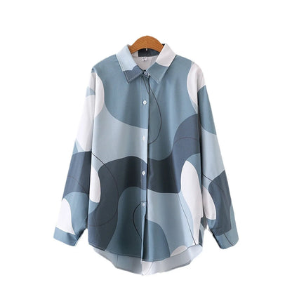 Women's New Floral Print Lapel Long-Sleeve Shirt – Loose-Fit, Trendy, and Stylish Design Relyn