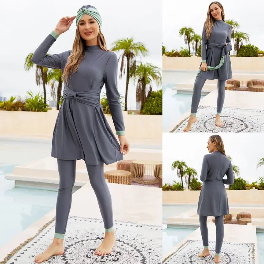Long-Sleeve Muslim Swimwear | 3-Piece Sports Burkini for Women Eman