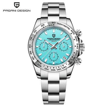 PAGANI Design 1727 – Women's Multifunction Quartz Chronograph Watch, 316L Stainless Steel, 100M Waterproof