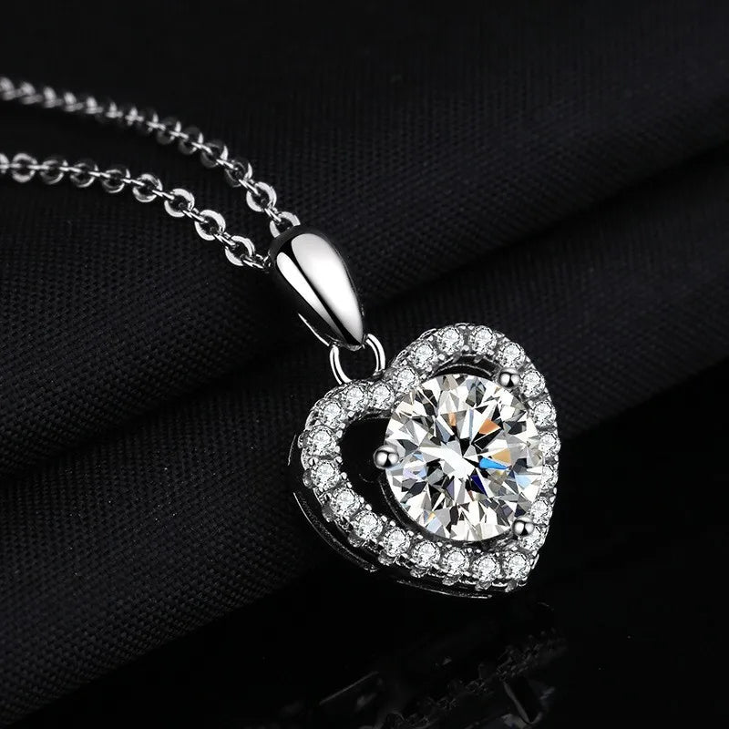 925 Sterling Silver Moissanite Pendant Necklace for Women – 2-3CT Simple Luxury Design, Perfect for Weddings & Holiday Gifts Lucie