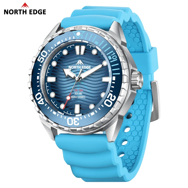 North Edge TRITON Solar-Powered Diving Watch – Men’s Quartz Watch with 316L Stainless Steel Case
