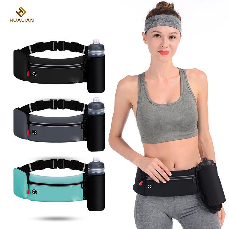 New Design Marathon Hiking Fanny Pack Running Belt Waist Bag with Water Bottle Holder