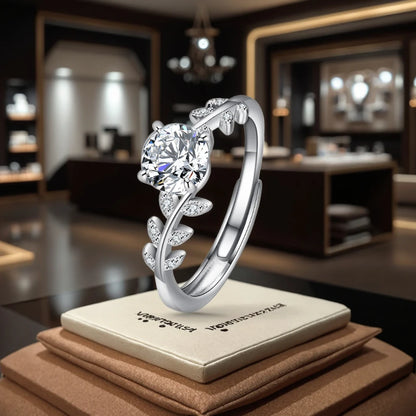S925 Sterling Silver Laurel Ring | 1 Karat Moissanite | Adjustable Wedding Jewelry for Women