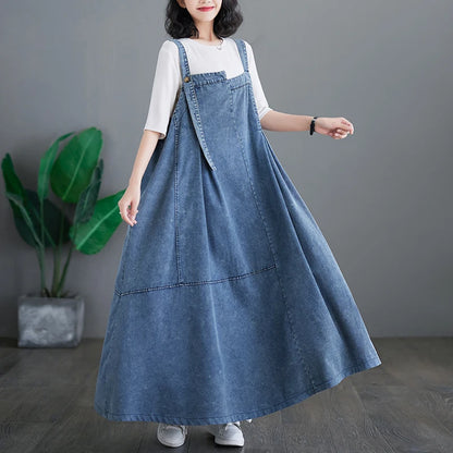 Women's Denim Dress – Loose Fit, Retro Slimming Design, and Versatile Style Isobel