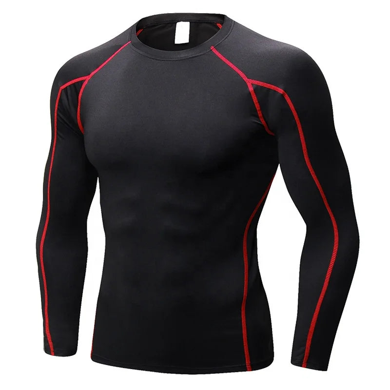 Men’s Long‑Sleeve Compression Shirt – Polyester Spandex Performance Athletic Top Renan