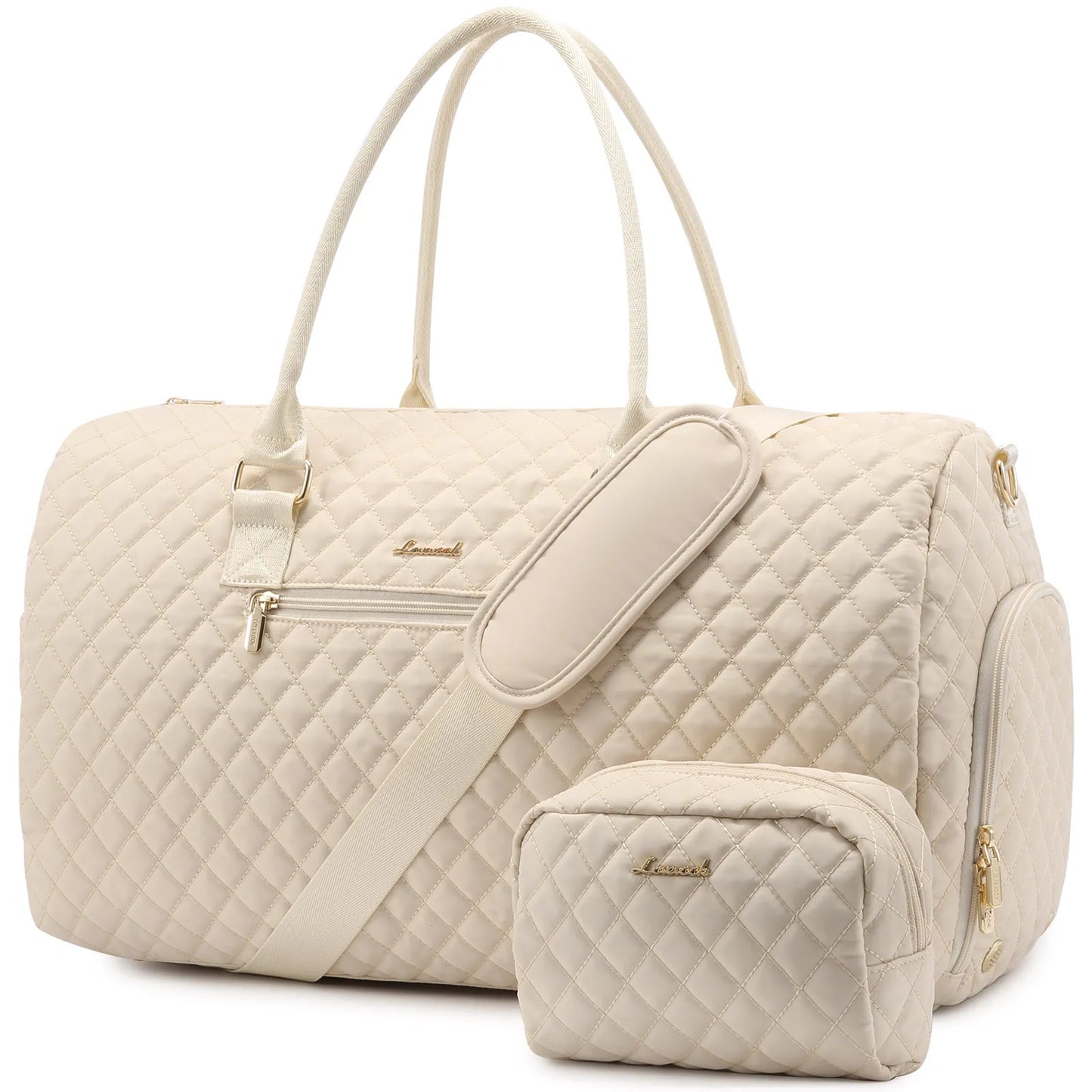 LOVEVOOK 2022 Luxury Quilted Weekender Duffel Bag - Custom Canvas Travel Bag for Men & Women Glazy