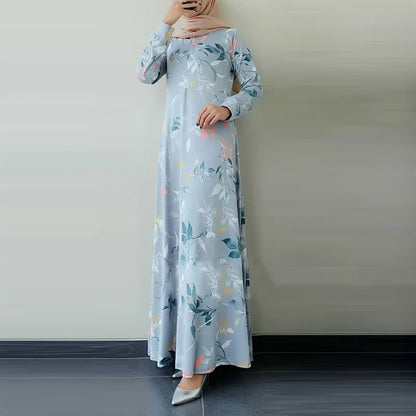 Elegant Floral Print Muslim Dress – Plus-Size Islamic Clothing | Dubai & Malaysia Party Abaya for Women Anisa