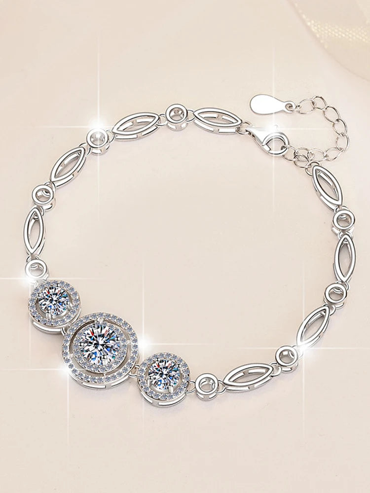 S925 Silver 2-Carat Moissanite Round Bead Bracelet Leslie