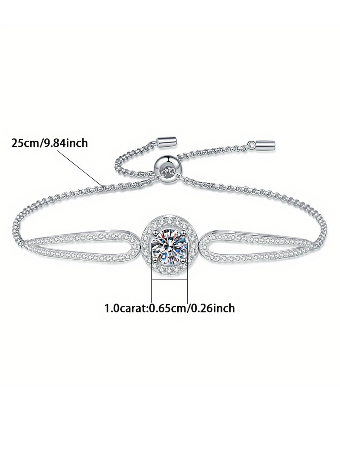 Exquisite 1ct Round Moissanite Bracelet – Claw-Setting 925 Sterling Silver Chain Jewelry for Women Erich