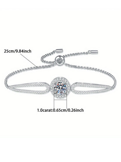 Exquisite 1ct Round Moissanite Bracelet – Claw-Setting 925 Sterling Silver Chain Jewelry for Women Erich