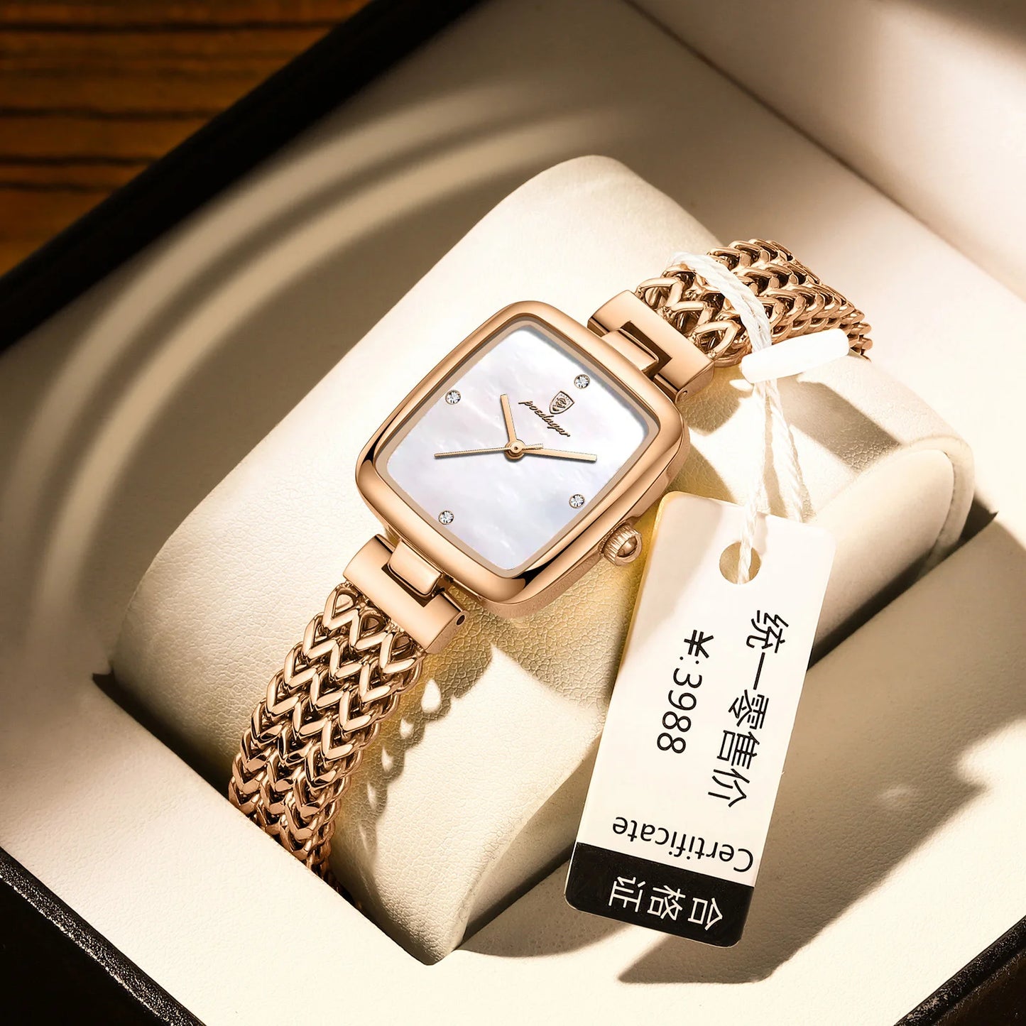 POEDAGAR 768 Luxury Women's Wristwatch – Elegant Waterproof Stainless Steel Diamond Quartz Watch for Ladies Reina