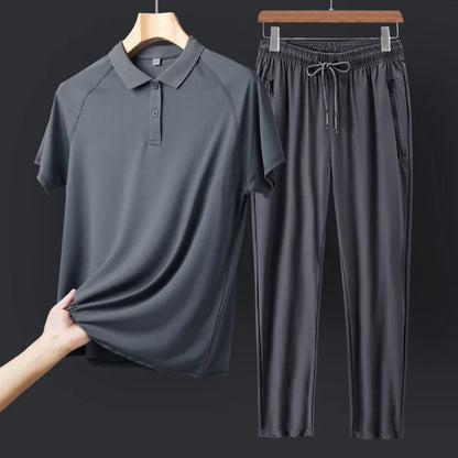 Men's Summer Sportswear Set | Fashionable & Comfortable Short-Sleeve T-Shirt + Pants Two-Piece Outfit Jericho