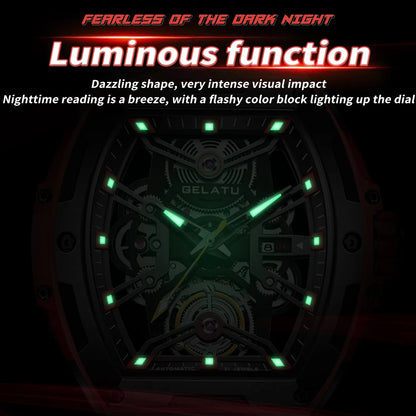 GELATU 6012 Luxury Men's Skeleton Watch – Multifunctional, Waterproof Automatic Wristwatch