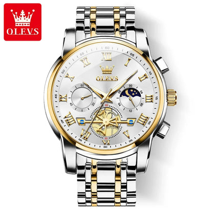 OLEVS 2859 Men's Chronograph Watch – Fashion Business Stainless Steel Quartz Wristwatch, Waterproof and Stylish