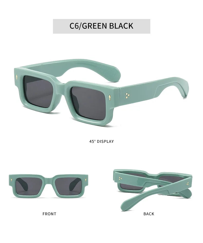 Rectangle Rivet Non Prescription Chunky Rectangle Blue Light Glasses Black Square Thick Frame Rectangle Women Men