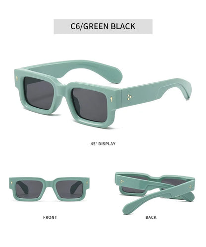 Rectangle Rivet Non Prescription Chunky Rectangle Blue Light Glasses Black Square Thick Frame Rectangle Women Men