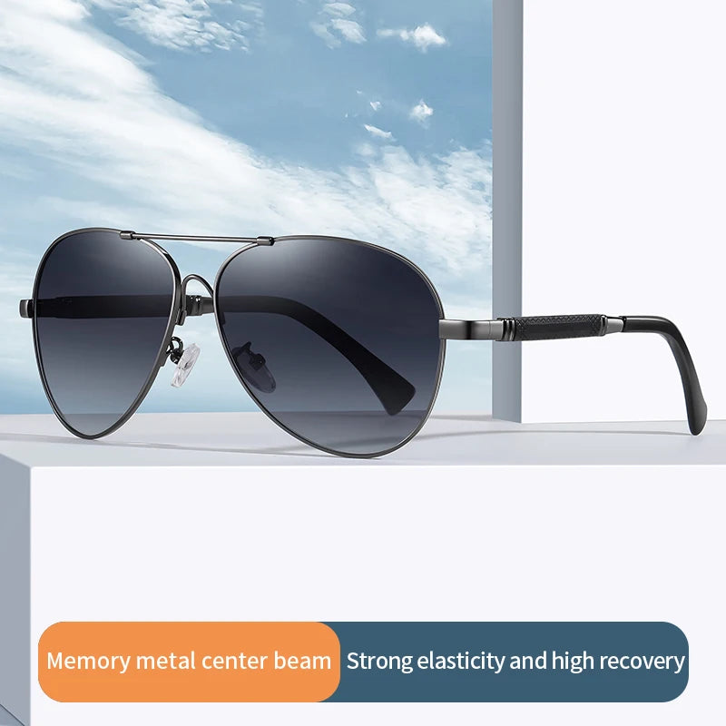 Luxury Pilot Polarized Night Vision Glasses – Memory Metal Photochromic Sunglasses for Men & Women | Driving Eyewear Edison