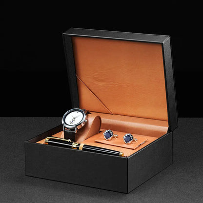 Sinobi Men’s Watch Gift Set – Luxury Watch, Pen & Collar Buckle in Box